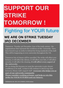 A leaflet was issued the day before the action, asking for student support